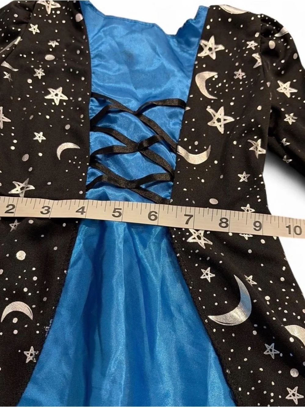 Blue & Black Starry Witch Costume Dress for Kids Sz T3 in excellent condition